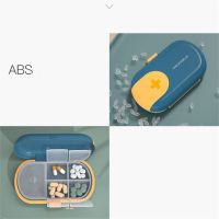 （QIQI tool） 4 GridsTravel Pill Case พร้อม Pill Cutter Organizer ยาเม็ด TabletPlastic Pill Boxes