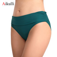 Aikulli y Swim Trunks Bikini Women Swim Briefs High Waist Swimwear Shorts Fold Beachwear Leggings Slim Large Size Swim Trunks