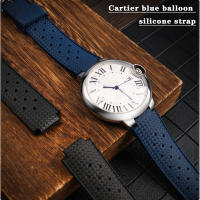 20-12มิลลิเมตร22-14มิลลิเมตรยางสายนาฬิกาข้อมือสำหรับ Cartier บอลลูนสีฟ้าสีดำอัศวินสร้อยข้อมือนาฬิการะบายอากาศผู้ชายผู้หญิงสายรัดซิลิโคน