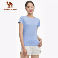 Camel Crown ผู้หญิงเสื้อยืดแห้งเร็วฤดูร้อนเย็นและแห้งเร็วระบายอากาศบางแขนสั้นกีฬาเย็นด้านบน