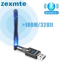 Zexmte 100M อะแดปเตอร์บลูทูธ USB Bluetooth 5.1 5.3 เครื่องส่งสัญญาณ 328ft เครื่องรับสัญญาณไร้สาย USB Dongle Adapter สำหรับ PC คอมพิวเตอร์-EDCNM SHOP