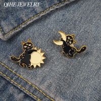 CW MetalCat MoonEnamel Pin and Badge Lapel ClothesHat Jewelry BroochGift Punk Custom Wholesale