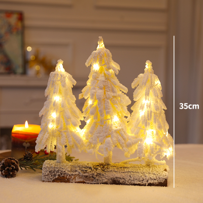 35cm Desktop LED White Christmas Tree with Lights to Dress up Snow Tree Christmas Ornaments Home Holiday Xmas Tables Decoration