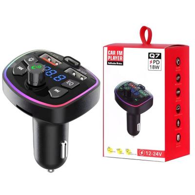 Fm Transmitter Car Adapter Fm Transmitter Radio Receiver Audio Music Adapter Type-C Car Charger Radio Receiver Wireless 5.0 Colorful Light Car Mp3 Player for Most Cars kindness