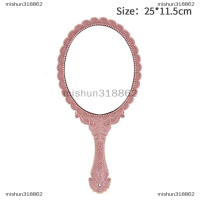 mishun318862 วินเทจแกะสลักมือถือโต๊ะเครื่องแป้งกระจกมือจับสปา Salon Makeup Mirror