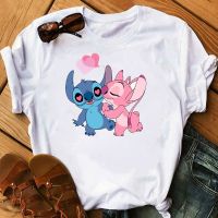 ชุดครอบครัว Lilo Stitch เสื้อยืดเดรสเจ้าหญิงสำหรับเด็กผู้หญิงเด็กผู้ชายและผู้หญิงเสื้อยืดพิมพ์ลายการ์ตูนน่ารักลายการ์ตูนผู้หญิงเสื้อยืดลำลองผ้าเสื้อลำลอง Comfort สีขาว