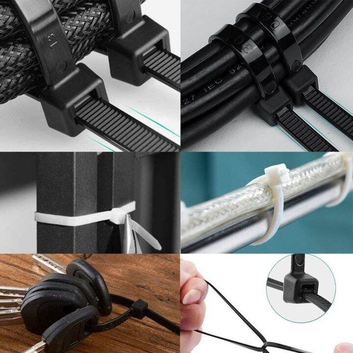 สายรัด-cable-ties-เคเบิ้ลไทร์-สายรัดไนลอนพลาสติกสีดำ-100-ชิ้น-10cm-1ชุด