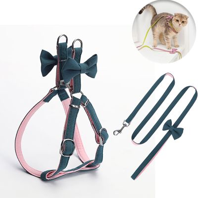 [HOT!] Pet Harness Leash Set Adjustable Cat Leash With Bowknot Pet Harness For Small Medium Dogs Cats Outdoor Walking Cat Accessories