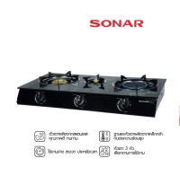 Sonar เตาแก๊สหน้ากระจก 3 หัว   รุ่น GS-503  ประกอบด้วย  เตาหัวเหลือง 2 หัว(เล็ก , ใหญ่) และ เตาอินฟาเรดใหญ่ 1 หัว รับประกันสินค้า 1ปี