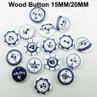 50PCS Wooden Anchor  Buttons  15MM/20MM Coat Boots Sewing  GARMENT Clothes Accessory Flower Button MCB-987 Haberdashery