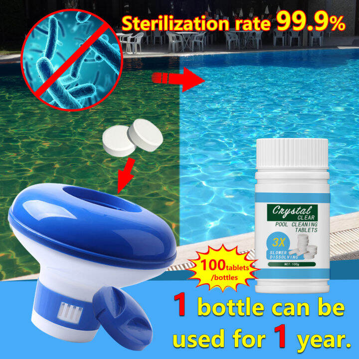 Sterilization rate 99.9 Pool cleaning tablet 100 tablets/bottles