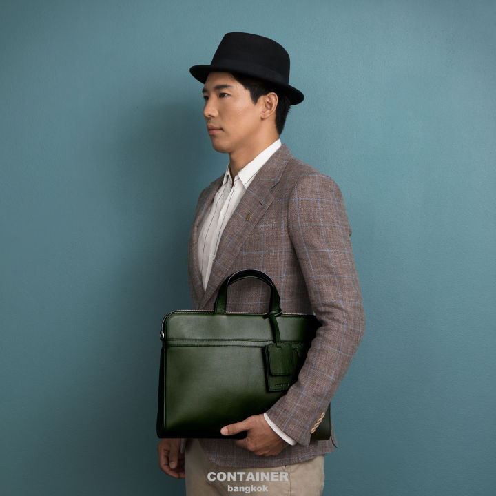 กระเป๋าใส่แล็ปท็อป-หนังวัวแท้-สีเขียว-kobe-bag-green