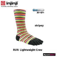 ถุงเท้า injinji ถุงเท้าวิ่ง ถุงเท้ากีฬา RUN LW CREW HALOWEEN STRIPE ถุงเท้าครึ่งแข้ง / ถุงเท้า 5 นิ้ว ถุงเท้าแยกนิ้ว