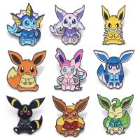 Pokémon Brooch Elf Eevee Cute Anime Flareon Espeon Sylveon Umbreon Student Bag Pendant Shirt Pin Badge Gift for Kids