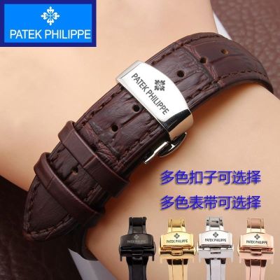 【Hot Sale】 Patek Philippe leather watch with cowhide mens and womens crocodile bracelet butterfly buckle 18/20/21/22mm