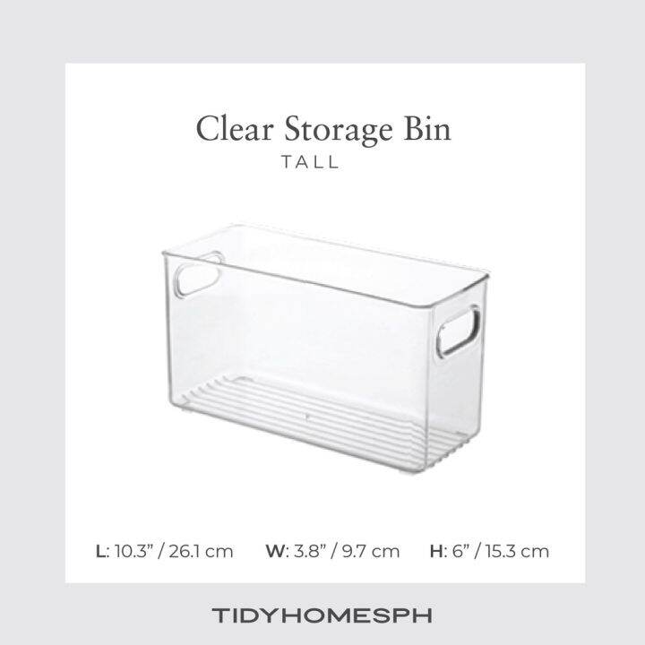 durable TIDYHOMESPH Clear Storage Bin Kitchen Pantry Organizer (Tall) for Bottles, PET Plastic