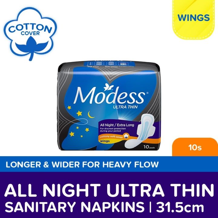 Modess All Night Ultra Thin Extra Long with Wings Sanitary Napkin 10s ...