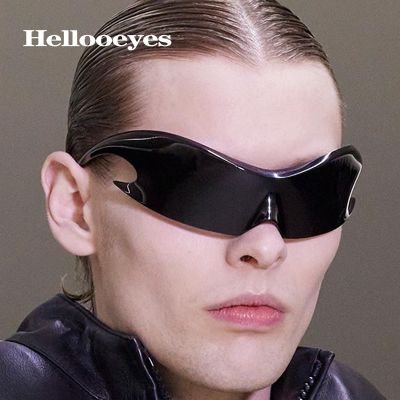 แว่นตากันแดด Y2K พังค์แนวสปอร์ตสำหรับผู้ชาย2023เป็นเอกลักษณ์สำหรับผู้ชาย UV400แว่นกันแดดฮิปฮอปเงินแบรนด์หรู