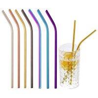 50PCS Reusable Drinking Straws Metal Stainless Steel Bent Straws For Drink Home Bar Accessories 215mm Specialty Glassware