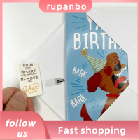 การ์ดอวยพร RUPANBO039392692ทรงสี่เหลี่ยมแฟชั่นสำหรับสุนัขการ์ดอวยพรเล่นตลกกระดาษการ์ดเสียงไม่สิ้นสุด