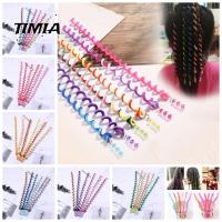 TIMIA ยางมัดผมเกลียว หนังยางรัดผม 6pcs/set สไปรอล เปียผมหลากสี อีลาสติก สีลูกอมสี ผมหางม้าสาว DIY หวานหวานแหววว ถักเปียสกปรก เชือกถักผม สำหรับเด็กๆ