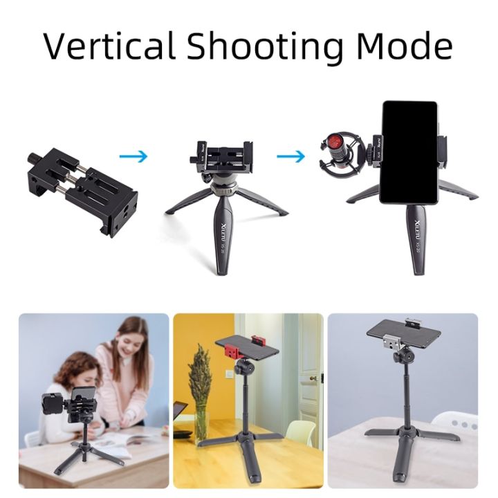 xj8-universal-tripod-head-bracket-mobile-phone-holder-clip-for-phone-flashlight-microphone-with-spirit-level-and-cold-shoe-mount
