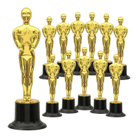 12 Pack Plastic Gold Award Trophies for Party Decorations, Party Favors, Movie Night Party Favor, School Award Easy to Use Gold+Black