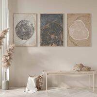 Beige Tree Rings Neutral Picture Home Decor Nordic ภาพวาดผ้าใบ Wall Art หรูหราบทคัดย่อพิมพ์และโปสเตอร์สำหรับห้องนั่งเล่น-เหมาะสำหรับแฟนๆของบทคัดย่อ Decor และคนรักธรรมชาติ