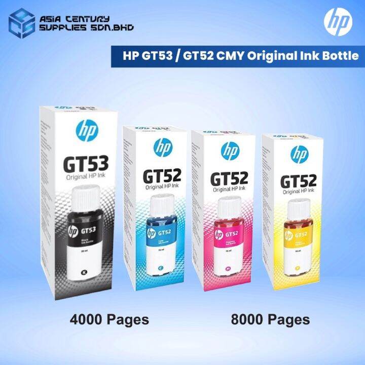 HP GT53 / GT53XL Black / GT52 Cyan Magenta Yellow Original Refill Ink