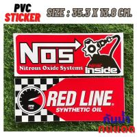 สติ๊กเกอร์ NOS RedLine ไนตรัส สติกเกอร์ PVC กันน้ำ ทนแดด 2ชิ้น ติดรถ ติดกระจก ข้างรถ ประตู รถยนต์ ท้ายรถ รถกระบะ Toyota Ford Nissan Isuzu Honda Mitsubishi Chevrolet