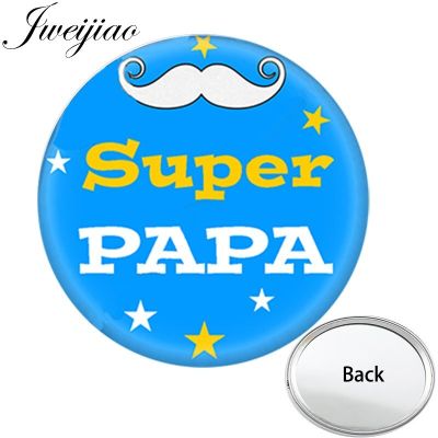 JWEIJIAO Super PAPA Beard One Side Flat Mini Pocket Mirror Fathers Compact Portable Makeup Vanity Hand Travel Purse Mirror Mirrors