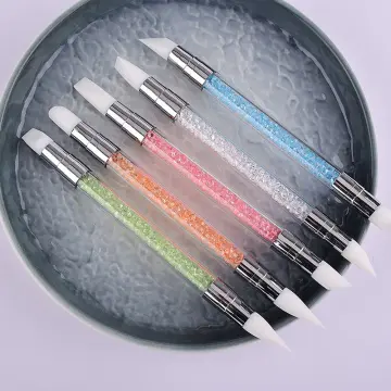 5pcs Silicone Nail Art Acrylic Pen Brushes Set,Dual Tipped Silicone Nail  Tools,Silicone Head Acrylic Handle Nail Art Brushes,Nail Brush Silicone Pen