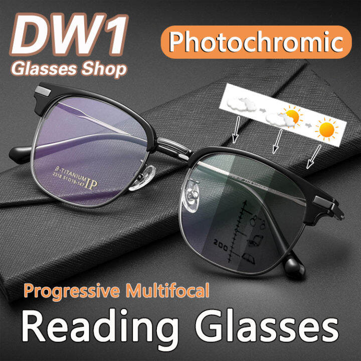 4 in1 Photochromic Progressive Multifocal Reading Glasses Men Women