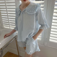 Summer Womens Lolita Princess Pajama +s Turn Down Collar Pyjamas