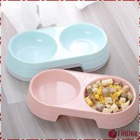 FinDee ชามข้าวแมว ชามข้าวหมา แบบ 2 หลุม 2 Size ชามใส่น้ำ และอาหาร Pet bowl