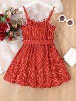 Adorable Baby Girl Polka Dot Dress with Ruffle Halter Backless V Neck and Belted Button Front - Sleeveless Summer Dress for  by Hs2023