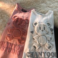 Japanese Love Bear Couple T-shirt Women Cute Short Sleeve Tops 2021 Summer Oversize Loose Casual Female Tee Shirts Women Clothes