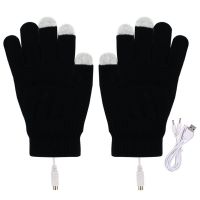 1 Pair Winter Practical Heated Riding Gloves USB Charging Warm Hand Gloves Outdoor Windproof Mitten