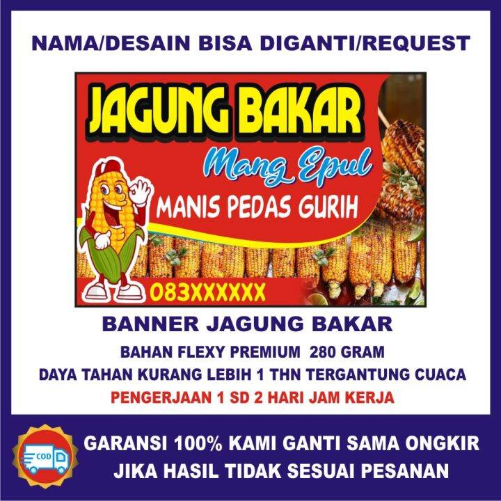 Banner jual jagung bakar / Spanduk Jagung Bakar / Banner Jagung Bakar