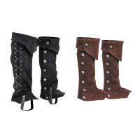 ▣✵ Knight Warrior Renaissance Boots Cover Pirate Boot Cover ฝาครอบรองเท้า Steampunk ที่ปรับได้พร้อมปุ่มเงินอุปกรณ์เสริมคอสเพลย์