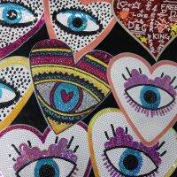 hotx【DT】 1Pcs Big Size Colorful Hand Eyes Sequins  Patches Embroidery Iron Jeans Apparel Decoration