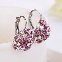 ต่างหู Cubic Zirconia Ball สีสันสดใส Leverback Earrings Party Jewelryc12-58