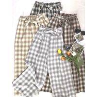 High-waist Straight Leg Ankle Length Loose Plaid Pants ️