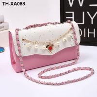 [small] fresh han edition love single shoulder bag pearl chain multicolor inclined 2020 new joker