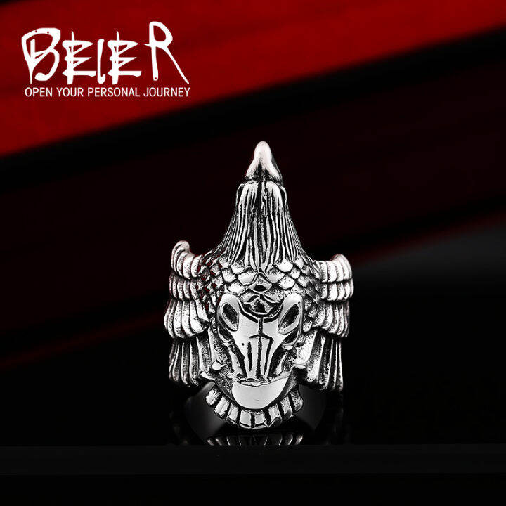 beier-เครื่องประดับย้อนยุคแหวนดีไซเนอร์ของแท้ของเหล็กไททาเนียมสุภาพบุรุษ