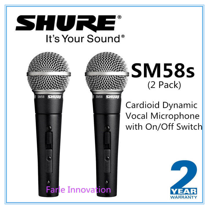 Shure SM58S Professional Vocal Microphone w/On/Off Switch (2 Pack) Lazada Singapore