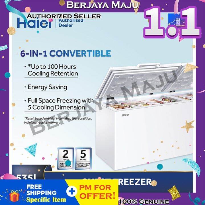 Haier 535L 2 Door 6 In 1 Convertible Chest Freezer BD568HP Lazada