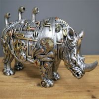 Mechanical Punk Dog Figure Resin Crafts Steampunk Bulldog Dog Resin Statue Window Decoration Home Table Desktop Ornaments