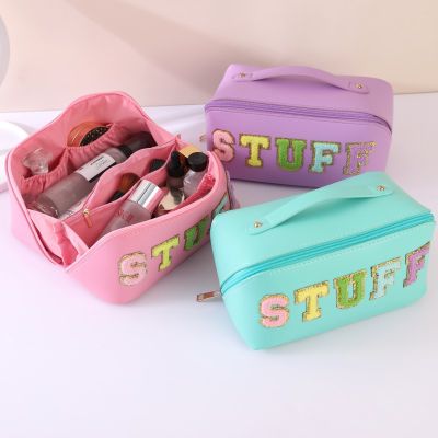 Vanity Case With Embroidery Embroidery Travel Toiletry Bag Embroidered Cosmetic Bag Towel Embroidery Makeup Case Alphabet Embroidery Toiletry Bag