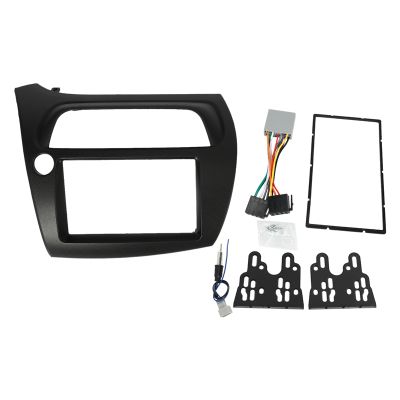 For Honda Civic Double Din Fascia Radio Dvd Stereo Cd Panel Dash Mounting Installation Trim Kit Face Frame Bezel with Wire Harness